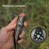 7 in 1 Emergency Whistle Portable Outdoor Tactical EDC Whistle With Compass Thermometer High Decibel SOS Survival Whistle