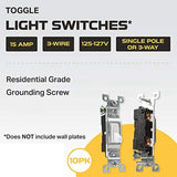 Toggle Light Switch 3 Way 15 Amp 120/277V Toggle Frame AC Silent Switch Residential And Commercial Grade(3 Piece Set)