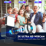 1080P 2K Full HD Webcam AF Web Camera Built in Adjustable Light Auto Focus Microphone USB Computer Camera Plug and Play