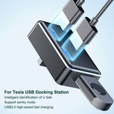 Car USB Docking Station Glove Box Port Output Plug Converter Decoration Interior Accessories for Tesla 2016-2022 Model 3 Model Y