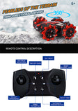 1:16 2.4G RC Car LED Light Spraying Water Twisting Deformed Cars 360° Flip Double-sided Rotating Off-Road Stunt Car Toy Boy Gift
