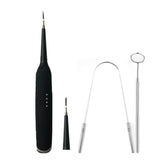 Dental Care Tools Electric Tooth Cleaning And Scaler Black Mouth Mirror + U-shaped Tongue Scraper Set
