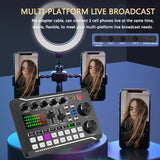 Microphone Sound Audio Mixer F998 Sound Card Audio Mixing Console Amplifier Live Recording Voice Changer Sound Card For Phone PC
