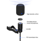 Lavalier Lapel Microphone,UHF Omnidirectional Recording Mic with Clip-On, Beltpack Transmitter for Interview Etc.