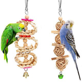 Bird Parrot Toys Wooden Hanging Swing Hammock Chewing Standing Climbing Ladders Perches Pet Cage Accessories