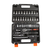 46pcs Car Bicycle Repair Tools Socket Ratchet Wrench Set Head Ratchet Pawl Socket Spanner Screwdriver Metalworking Tool Kit