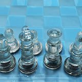 25X25cm Glass Chess Set, Elegant Design - Durable Build - Fully Functional - 32 Frosted And Clear Pieces Crystal Chess