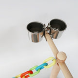 Parrot Bird Mirror Play Stand Cockatiel Playground Wood Perch Gym Ladder Feeder Cups Swing Climbing Exercise Toys