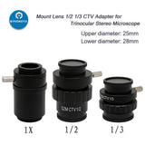 SZM CTV 1/2 1/3 1X Adapter 0.3X 0.5X 1X C mount Lens For Trinocular Stereo Microscope HDMI VGA USB Video Camera Accessories
