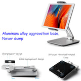 Adjustable Tablet Stand for Desk Hands Free Aluminum Alloy Smart Phone Holder for iPhone X/XR/XS, iPad Air Mini Pro 4.7''-12.9''