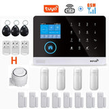 Wireless WIFI GSM Home Security Alarm System For Tuya Smart Life APP With Motion Sensor Detector Compatible With Alexa &amp;