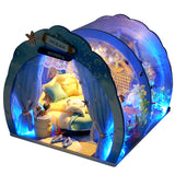 DIY Miniature Furniture Ocean Room Kit Dollhouse with Light Fish Assembled 3D Model Casa Doll House for Children Adult Gifts