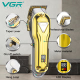 VGR professional all metal hair trimmer for men electric barber hair clipper rechargeable hair cutting machine cord/cordless