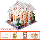 CUTEBEE DIY Dollhouse Kit Wooden Doll House Miniature House Furniture Kit Casa Music Led Toys for Children Birthday Gift A68B