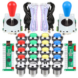 2 Player Ellipse Arcade Kit Oval Bat Joystick Handles LED Chrome Arcade Buttons for Arcade Standard Controller DIY Games MAME