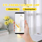 Cute Desk Lamp with USB Charging Port, Contact Control Eye-Caring Desk Lamp with Pencil Holder for Desk Table Bedroom
