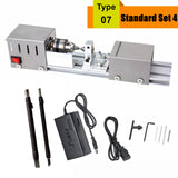 Upgraded Mini Lathe Beads Polisher Machine DIY CNC Machining for Table Woodworking DIY Tool Lathe Standard Set DC 12V-24V 96W