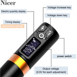 Wireless Tattoo Machine Pen German Motor 1950mAh Lithium Battery Fast Charge Mute Vibration High-Definition LCD Screen Display