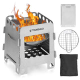 TOMSHOO Cookware Mess Kit Backpacking Wood Burning Stove with Alcohol Tray BBQ Grill Net Grill Pan for Outdoor Camping BBQ