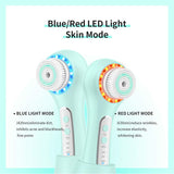 5 In 1 Electric Face Cleaning Brush 3 Modes Red Blue Light Therapy Blackhead Acne Remover Rotating Anti Wrinkle Skin Exfoliation