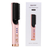 Rechargeable Hair Straightening Iron Temperature Control Electric Hair Brush Straightener Comb Curling Brush Styling Hairstyle