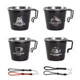 4pcs Mini Cups with Straps 70ml Stainless Steel Cups Camping Cup for Outdoor Camping Hiking Backpacking Traveling