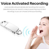 Keychain 8GB Digital Voice Recorder Voice Activated Recording USB Flash Drive Silver Audio Sound Dictaphone Portable MP3 Player