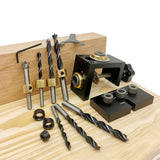 3 In 1 Woodworking Dowel Jig Set, Drill Guide Dowelling Jig Master Kit Pocket Hole Jig Drill Locator W/ 6/8/10/15mm Drilling Bit