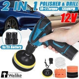 2 IN 1 Electric Cordless Car Polisher &amp; Eletric Drill Rechargeable Cleaner Buffing Waxing Polishing Machine Waxer For Car Home
