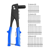 Rivet Gun Kit Heavy Duty Single Hand Manual Riveter with 40 PCS Rivets 4 Interchangeable Heads 3/32 Inch 1/8 Inch 5/32 Inch