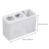 3 Compartments Bathroom Toothbrush Stand Resin Marbled Grain Toothpaste Holder