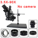 38MP HDMI-Compatible USB Microscopio Camera 3.5X-90X Simul-Focal Trinocular Stereo Microscope Soldering PCB Jewelry Repair Kit