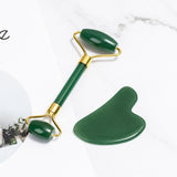 Hot style hot spot jade roller massage device green dongling horn scraping plate roller set jade scraping