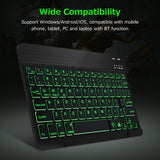 10 inch Wireless BT Keyboard Ultra-thin Rechargeable BT Keyboard Three-system Compatible Mixed Light Effect White/Black