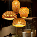 1Pc Natural Bamboo Pendant Lamp Decorative Ceiling Light Creative Gift (Khaki)