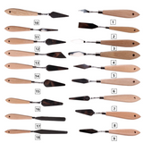 High quality stainless steel 18 pcs oil painting knife set red beech wood handle oil painting scraper painting tool art supplies