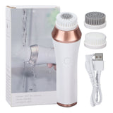 Facial Massager Electric Facial Cleaning Brush Vibrating Massage 3 Gears Waterproof Skin Care Exfoliating Brush White