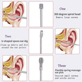 Earwax Removal kit 6PCS Ear Pick Tools Curette Reusable Ear Cleaner Stainless Steel Ear Wax Cleaning Remover Keychain Cleanser