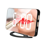 LED Mirror Clock Mini Digital Alarm Clock Table Clock with Snooze Function 3 Adjustable Brightness Auto-Adapt Backlight