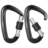 2pcs Carabiner Clips D-Shaped Buckles with Screw Locking Gate Camping Carabiner for Backpacking Camping Hiking Climbing