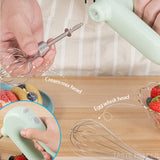 Electric Mixer Wireless Portable Food Mixers with 2 Mixing Head Handheld Blender Rechargeable Whisks Dough Stirrer Eggbeater