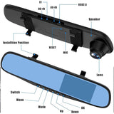4.3in Car Dvr Dash Cam Front and Rear Video Recorder HD 1080P Dual Lens Night Vision View Reverse Auto Recording Car Dash Camera