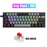 61 Keys Mini Portable 60% Mechanical Gaming Keyboard Red Blue RGB USB Hot-Swappable Switch Backlit for Tablet Desktop