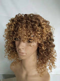 Women's small curly wig brown chemical fiber headgear