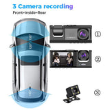 Full HD 1080P 3 Camera Dash Cam For Car 2 Inch Screen Dashcam Black Box Dual Lens DVR With Rear View Camera 24H Parking Monitor