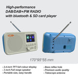 DAB/DAB+FM Digital Radio, 2.4-Inch Color LED Display, Support SD Card Insertion, With Bluetooth, MP3 Player
