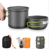 Outdoor Pot Mini Gas Stove Sets Camping Hiking Cookware Picnic Cooking Set Non-stick Bowls With Foldable Spoon Fork Knife
