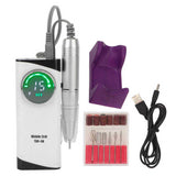 Nail Drill Machine 30000RPM High Speed USB Rechargeable Electric Nail Polishing Machine with 6 Bits for Nail Art Manicure Salon