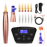 BMX 2 head Tattoo Machine Kits Digital Rotary Tattoo Machine Pen Set Permanent Makeup Micropigmentation Device Cartridge needles