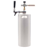 Stainless Mini Keg Beer Spear Fit US Beer Faucet Works 2/3.6/4L Kegs Include 30cm Silicone Hose, NO Faucet No CO2 Regulator